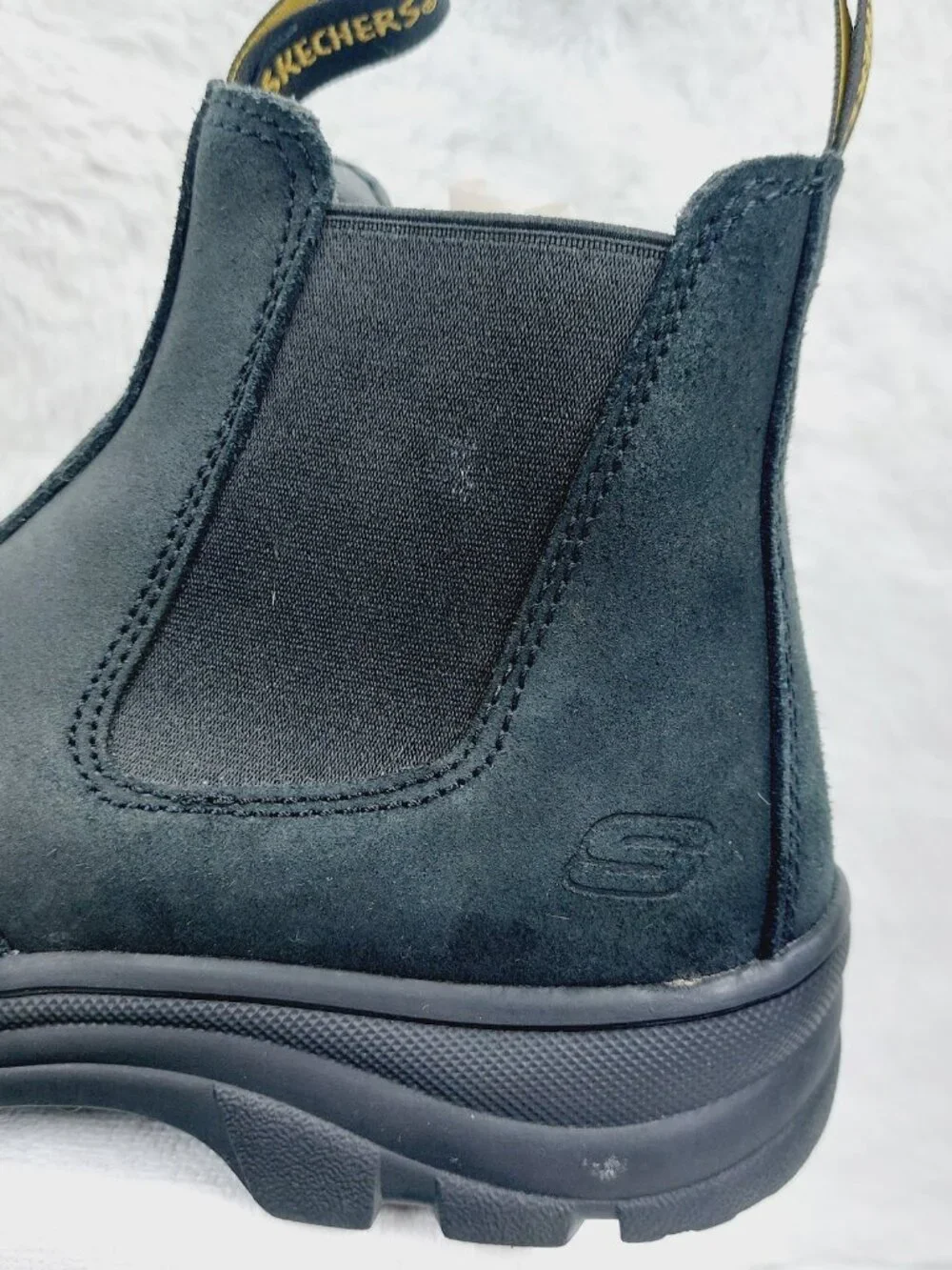 Skechers Men's Black Workshire Jannit Com-Toe Slip-On Work Chelsea Boots Size 10